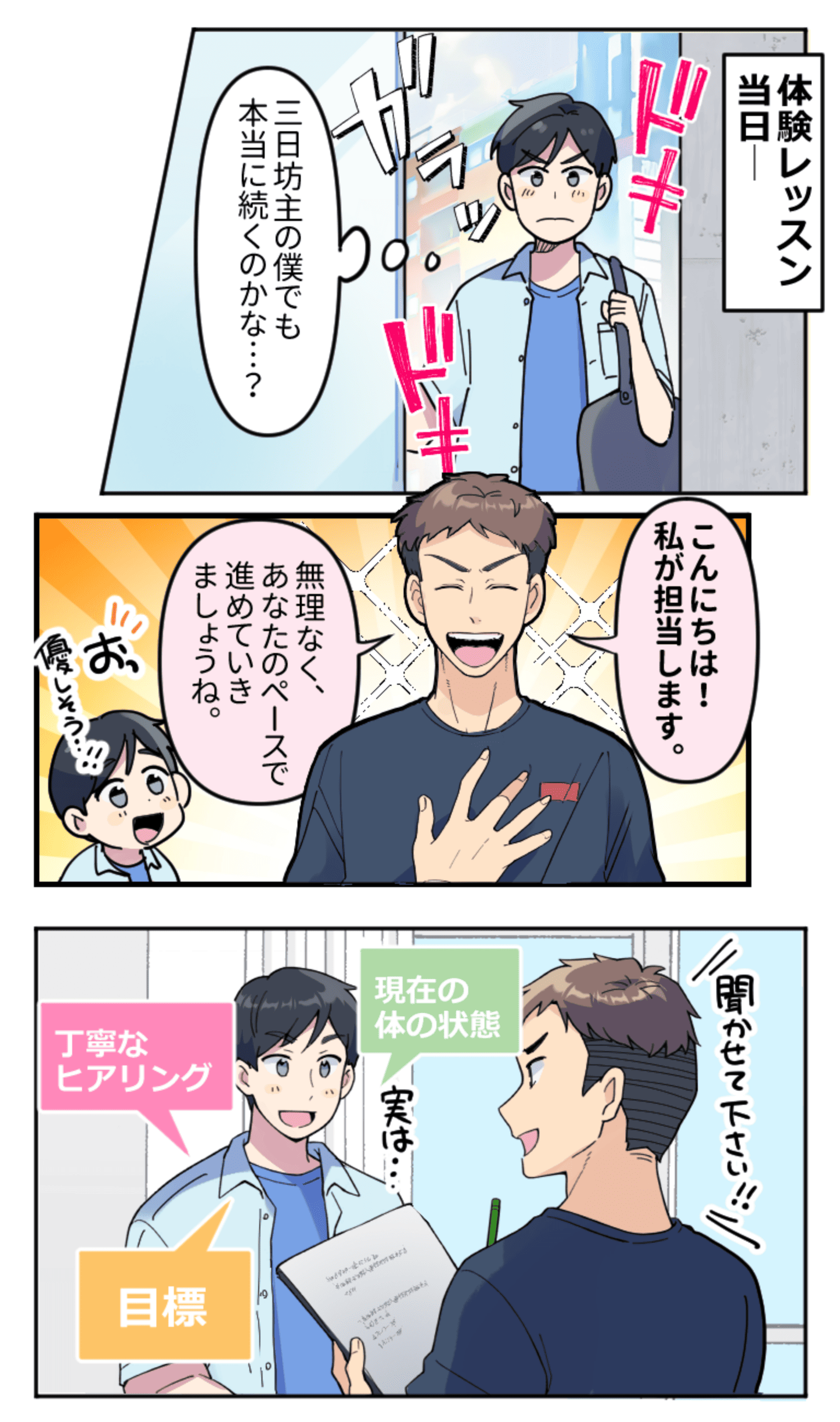 体験レッスンではトレーナーが現在の体の状態や目標を丁寧にヒアリング
